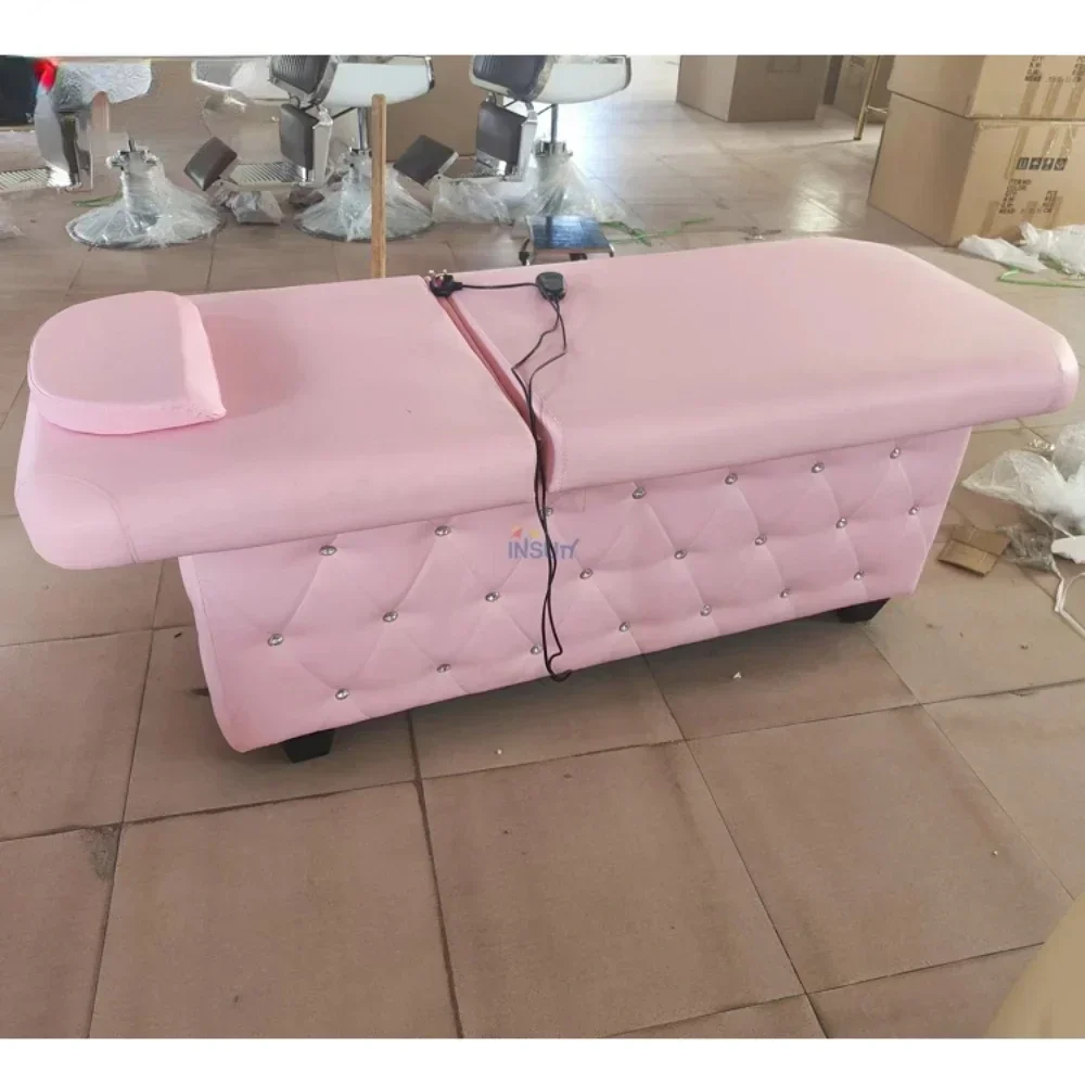 Electric beauty wash bed, modern furniture, adjustable pink massage table