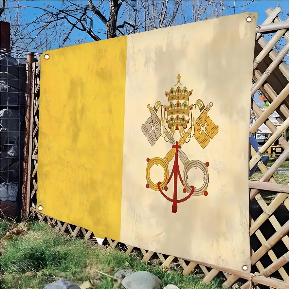 Papal Flag Flags Daily four ring borderless design indoor outdoor decor easy hang install