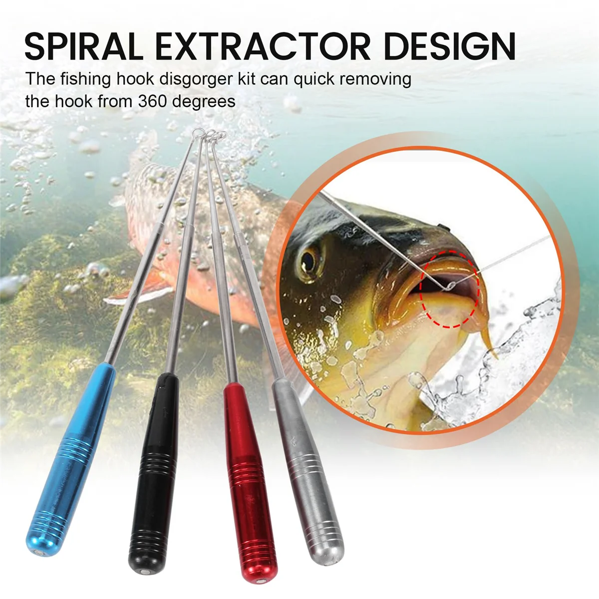 A06T-4PCS Fishing Hook Quick Removal Descending Device, Fish Hooks Remover Detacher Tool, Fishing Hook Extractor
