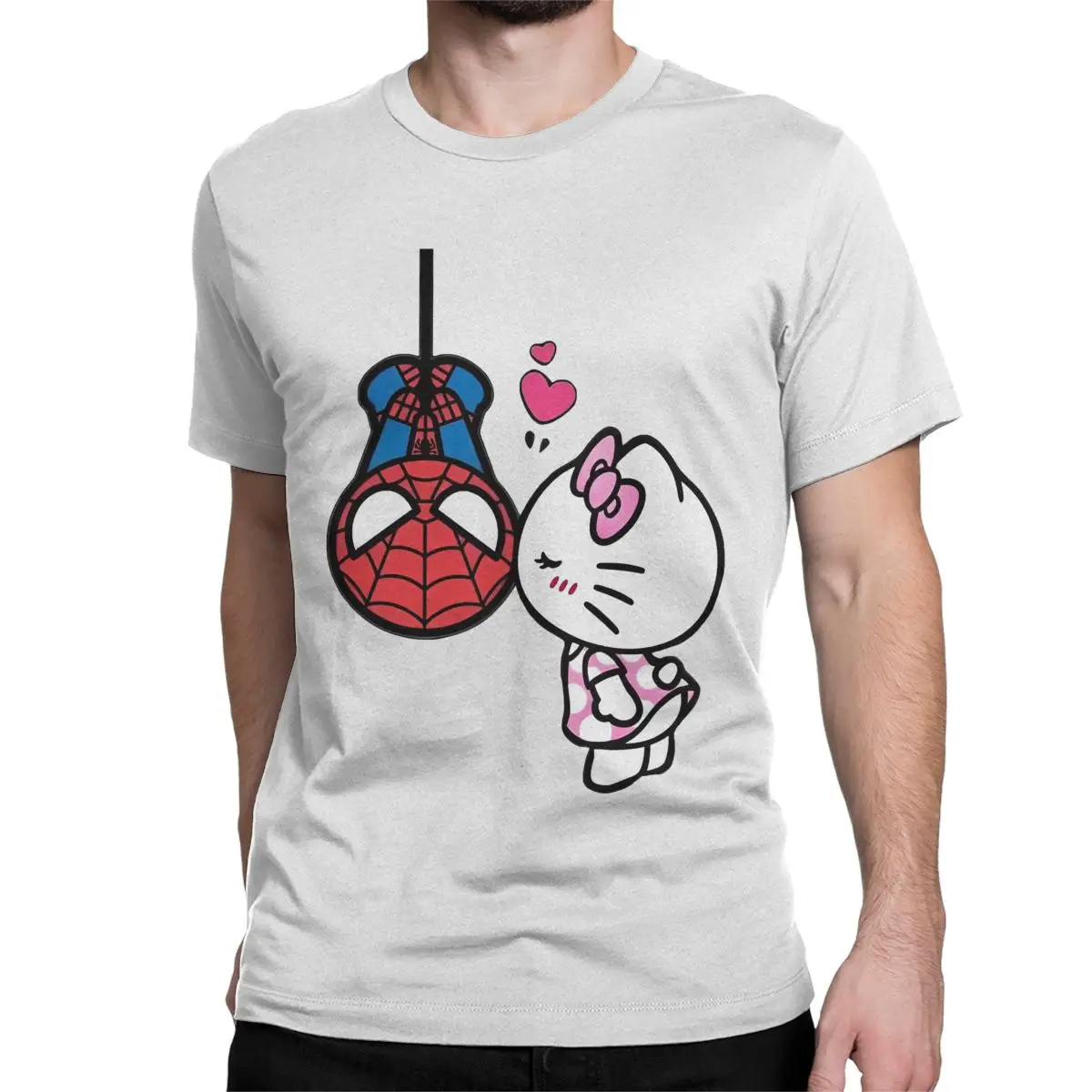 Men Women's Hello Kitty Love Spiderman Cartoon T Shirts Pure Cotton Clothes Vintage Short Sleeve Tees 4XL 5XL 6XL T-Shirts