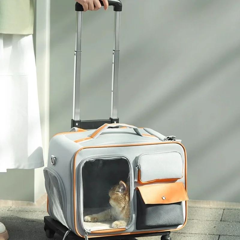 

Portable Cat Outdoor Pet Trolley Small Dog Bag High Appearance Anti Stress Feline Backpack Convenient For Travel