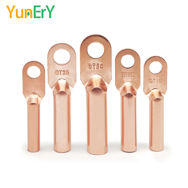 1PCS DT-10 DT-16 DT-25 DT-35 DT-50 DT-70 Crimp Terminal Wire Terminal Ring Connector Cable Connector Copper Tinned Wiring Lugs