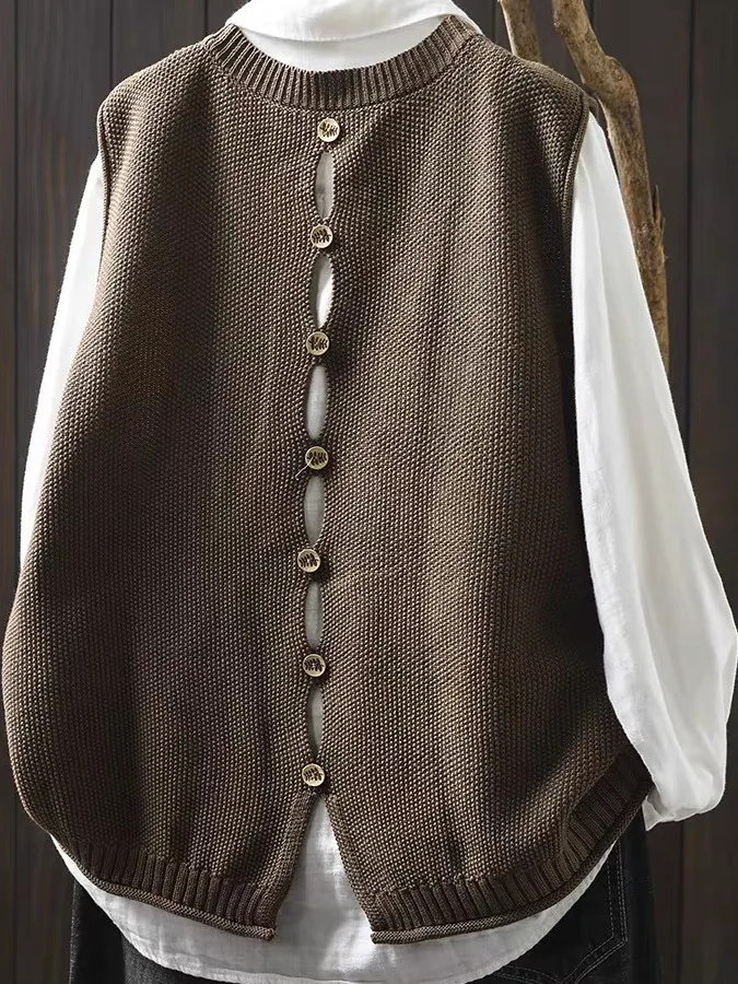 Sli Knitted Vest Women's Faionable Layering Svel Outerwear Trendy Button-Up Regular Fit Moderate Warmth Spring Se...