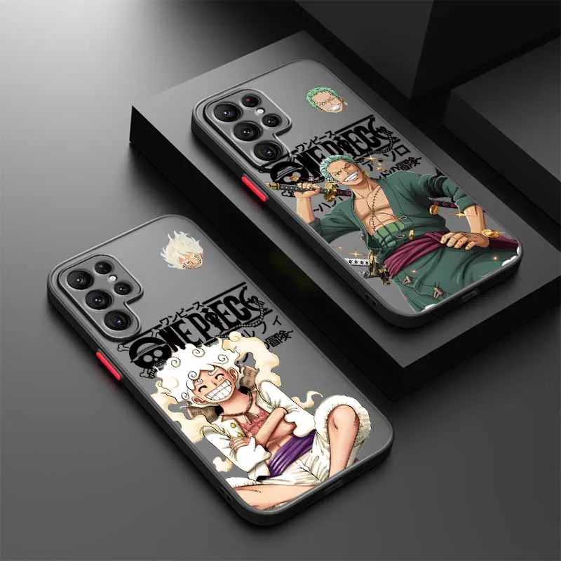 One Piece Luffy Cover For Samsung S25 S24 S23 S22 S21 S20 S10 FE Ultra Plus Lite Frosted Translucent Phone Case