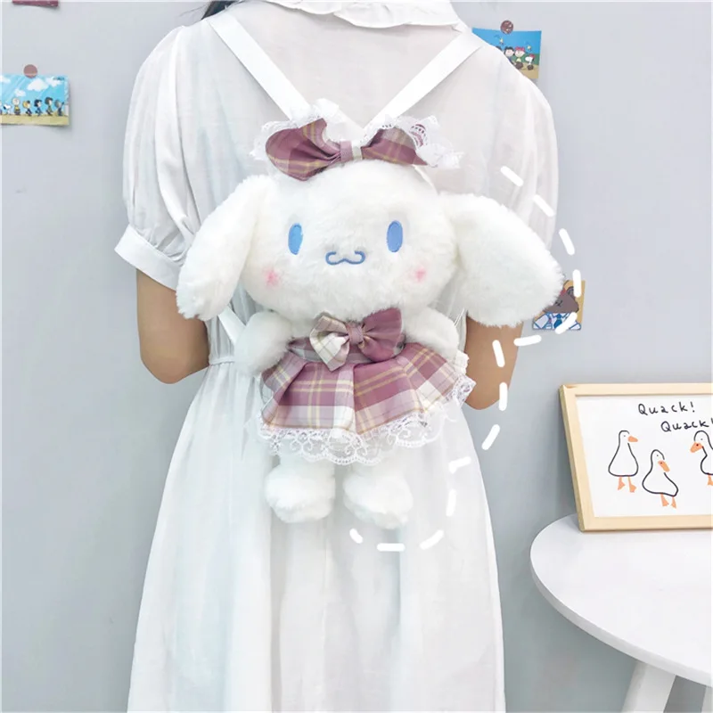 2023 Sanrio Cinnamoroll Plush Doll Backpack New Cute Skirt Kuromi Doll Bag Cartoon Cartoon Soft Bag Large Capacity Bag Girl Gift