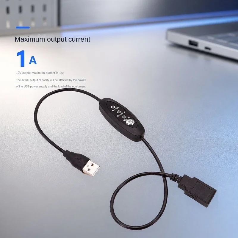 DT23 USB 5V to 12V Boost Fan Cable, USB-A Male to Female 3-Speed Control, for Computer Chassis Fan 0.5m
