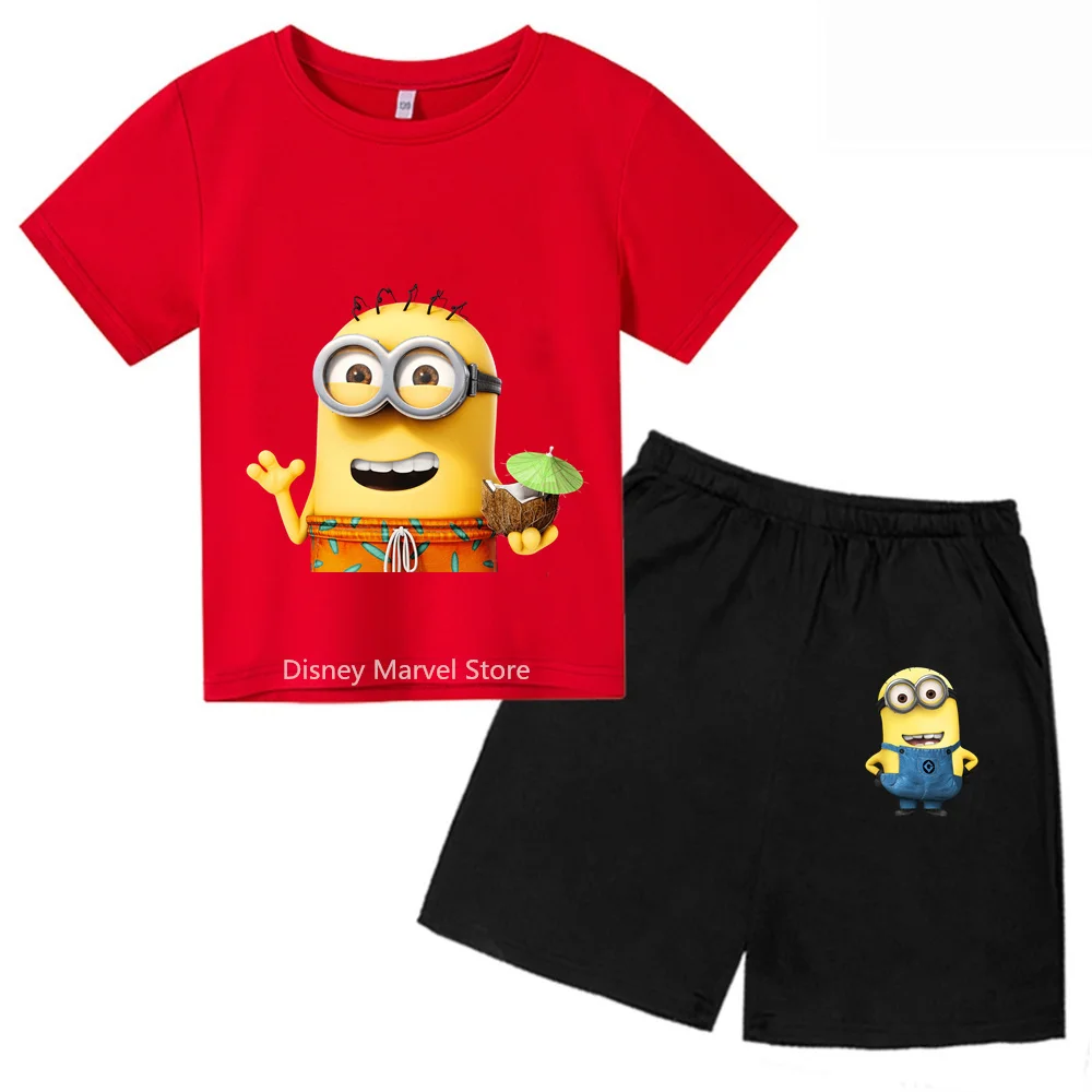 Despicable Me Minions Cute Shortsleeve Set - New Summer T-Shirt Shorts For Kids, Ideal For Boys Girls' Outdoor Sports And Fun