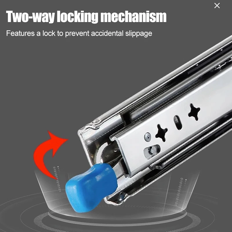 12-40 Inch Heavy Duty Drawer Slides with Lock 185lb Bearing Capacity Full Extension 3 Section Drawer Runners Industrial Rails
