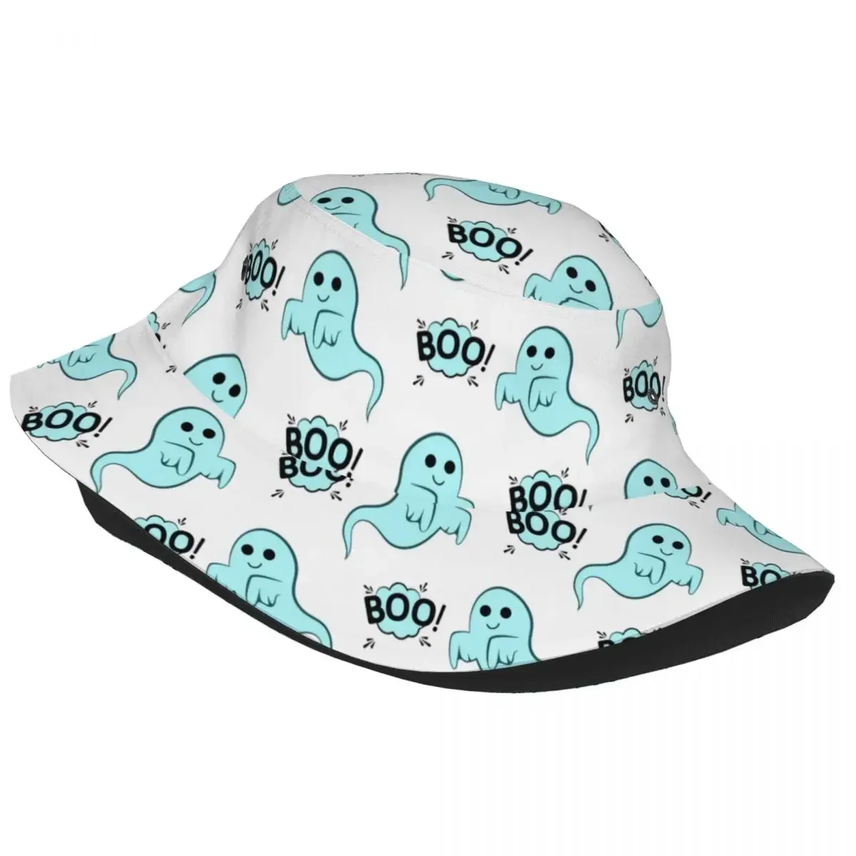 Custom Halloween Horror Boo Ghost Cartoon Pattern Bucket Hat Women Men Fashion Summer Outdoor Sun Fisherman Cap