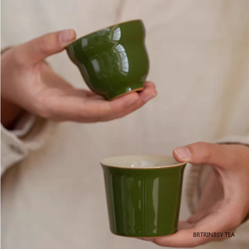 

1 Pc Chinese Vintage Ceramic Tea Cup Handmade Solid Color Tea Bowl Household Personal Master Teacup Travel Teaware Accessories