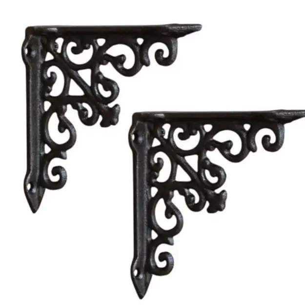 2pcs Cast Iron Triangular Support Bracket For Wall Shelving Storage Rack Retro Wrought Iron Partition Frame 12x12cm 18x18cm