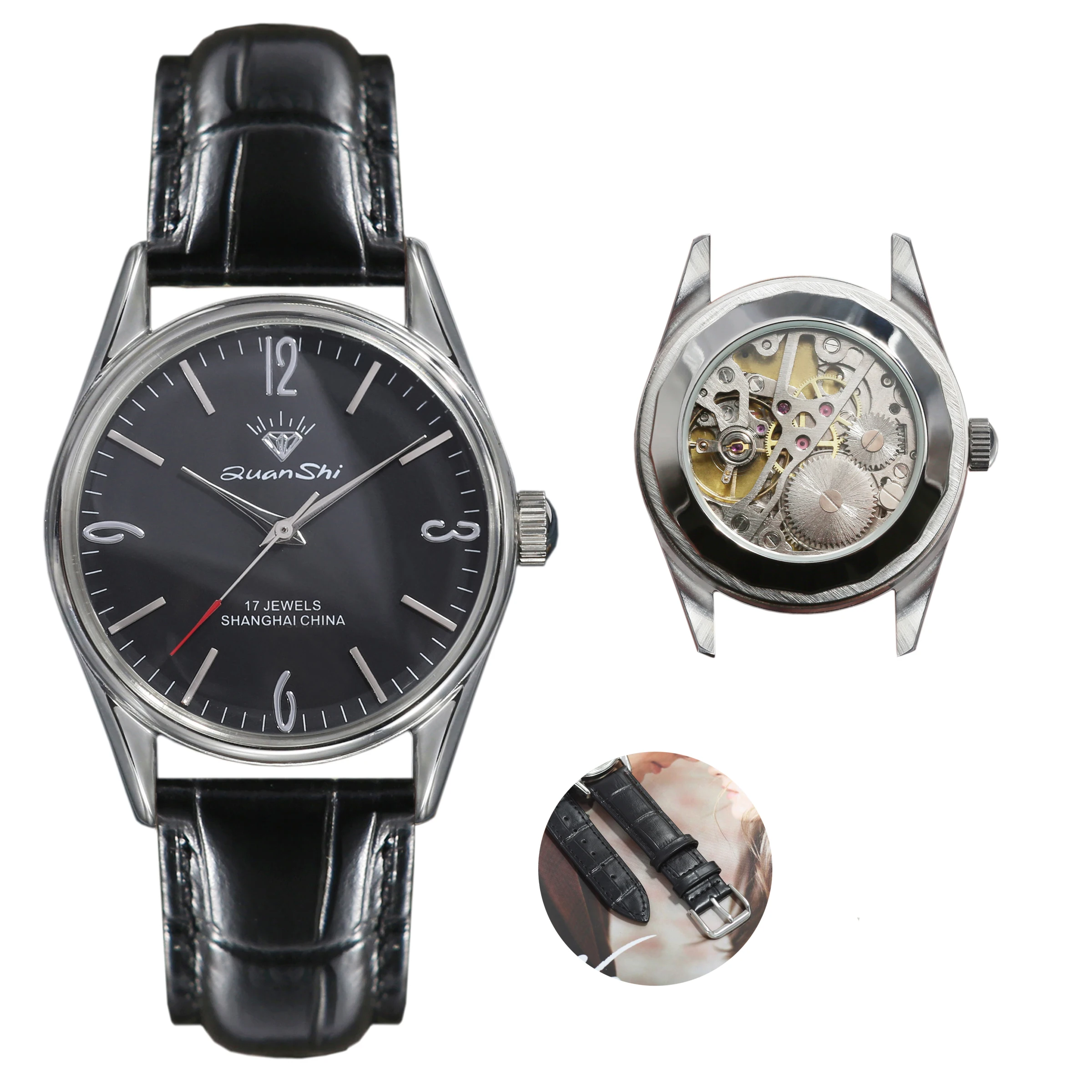 Reloj de Hombre Shanghai de 38 mm con Diseño Vintage, Movimiento de Cuerda Manual Shanghai 7120, Cristal Acrílico 3D, Homenaje a los Tiempos Pasados