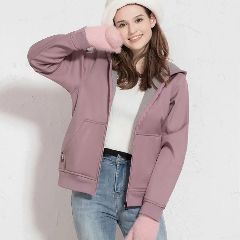 

Winter Fleece Lined Zip Up Hoodies Women Zipper Sweatshirt Coat Thick Warm Hoodie Jacket Women Loose Korean Streetwear Coats