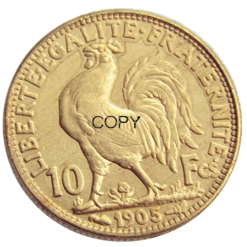 A set of (1899-1914) 12pcs France 10 Francs Rooster Gold Plated Copy Coin