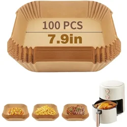 100 Pcs Air Fryer Liners –  Air Fryer Disposable Paper liner, Unbleached Oil-proof Airfryer Liners, Fryer Parchment Paper Liners