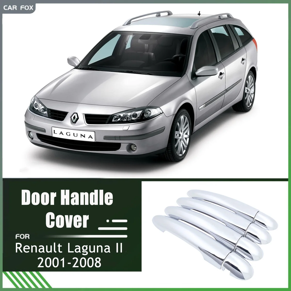 

Chrome Door Handle Covers Trim for Renault Laguna II MK2 2001-2008 2002 2003 2004 2005 2006 Car Accessories Stickers ABS Styling