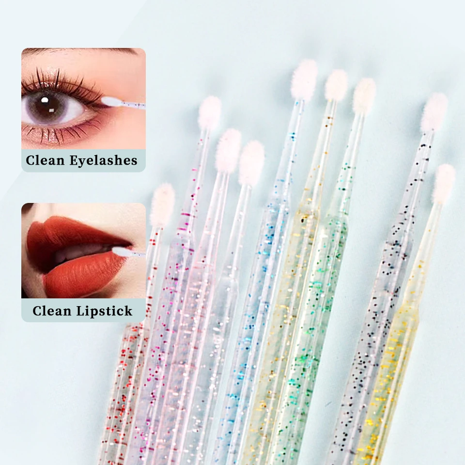 AGUUD Disposable Lash Brushes Swab Makeup Lip Brushes Mascara Wands Applicator Cosmetic Silicone Brush Eyelashes Removing Tools