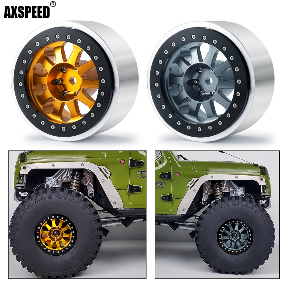 

AXSPEED 4Pcs Aluminum 2.9 inch Beadlock Wheel Rim Hub for 1/6 RC Crawler Car Axial SCX6 AXI05000 Wrangler AXI05001 Trail Honcho