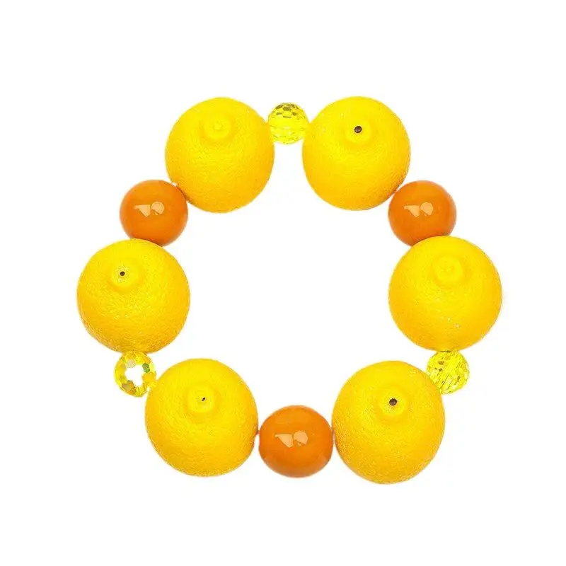 Niedliches 3D-Simulations-Harz-Frucht-Charm-Armband mit Kunstperlen- und Strassdetails für den täglichen Gebrauch, Partys und den Sommer-Strandurlaub. – Detail 11