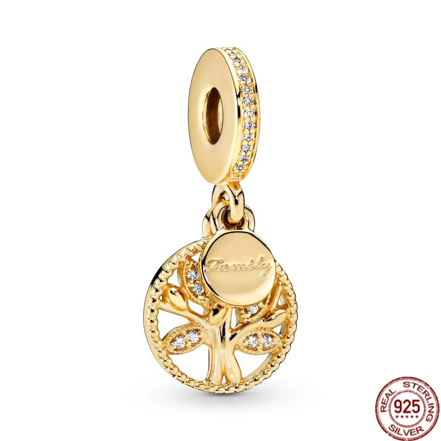 NEW Sparkling Gold plated Series ciondola Charm Bead 925 Sterling Silver Fit Original Pandora bracciale gioielli fai da te regalo per le donne