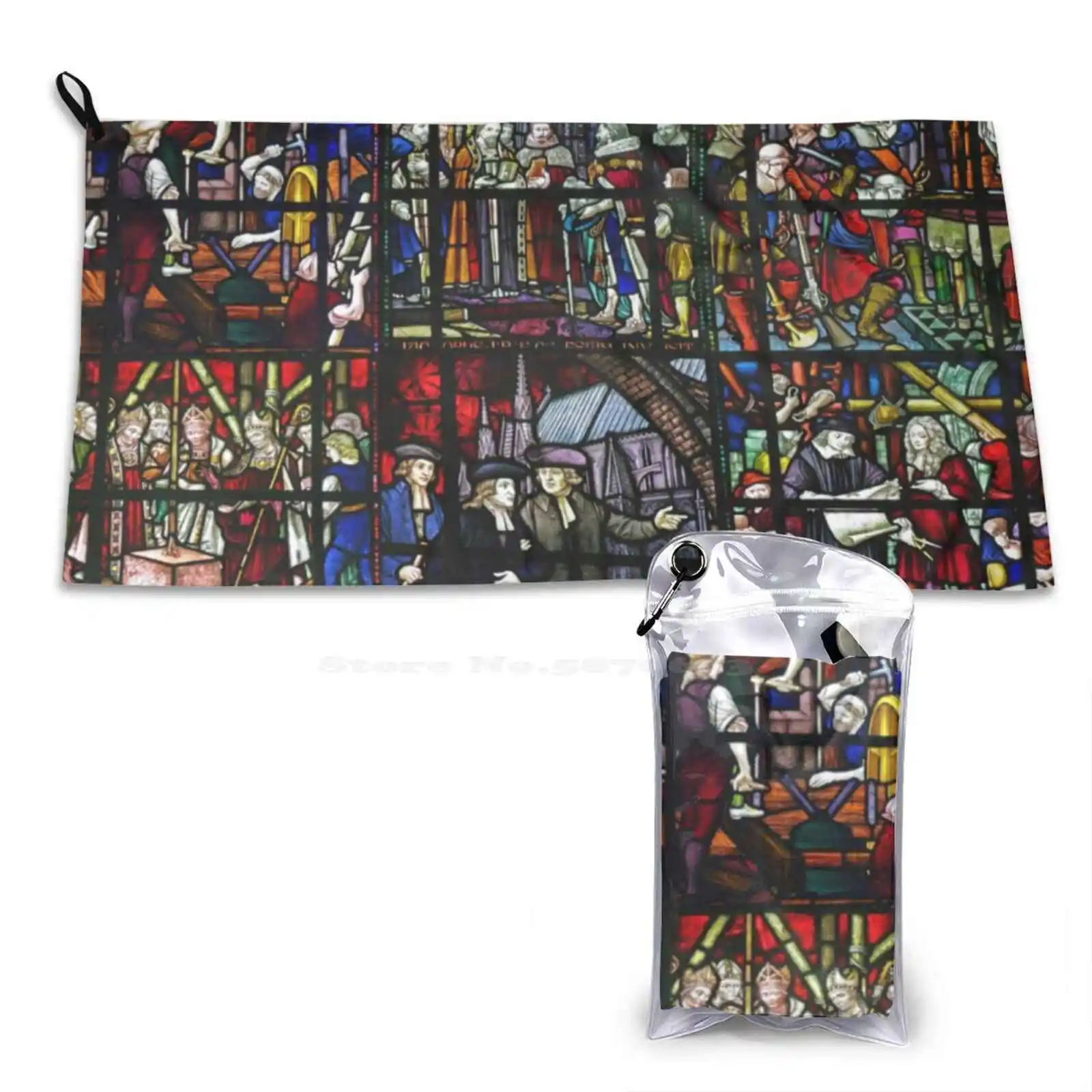 Stained Glass Window Panels Soft Comfortable Bath Towel Outdoor Stained Glass Window Church Story Telling Lincoln Cathedral