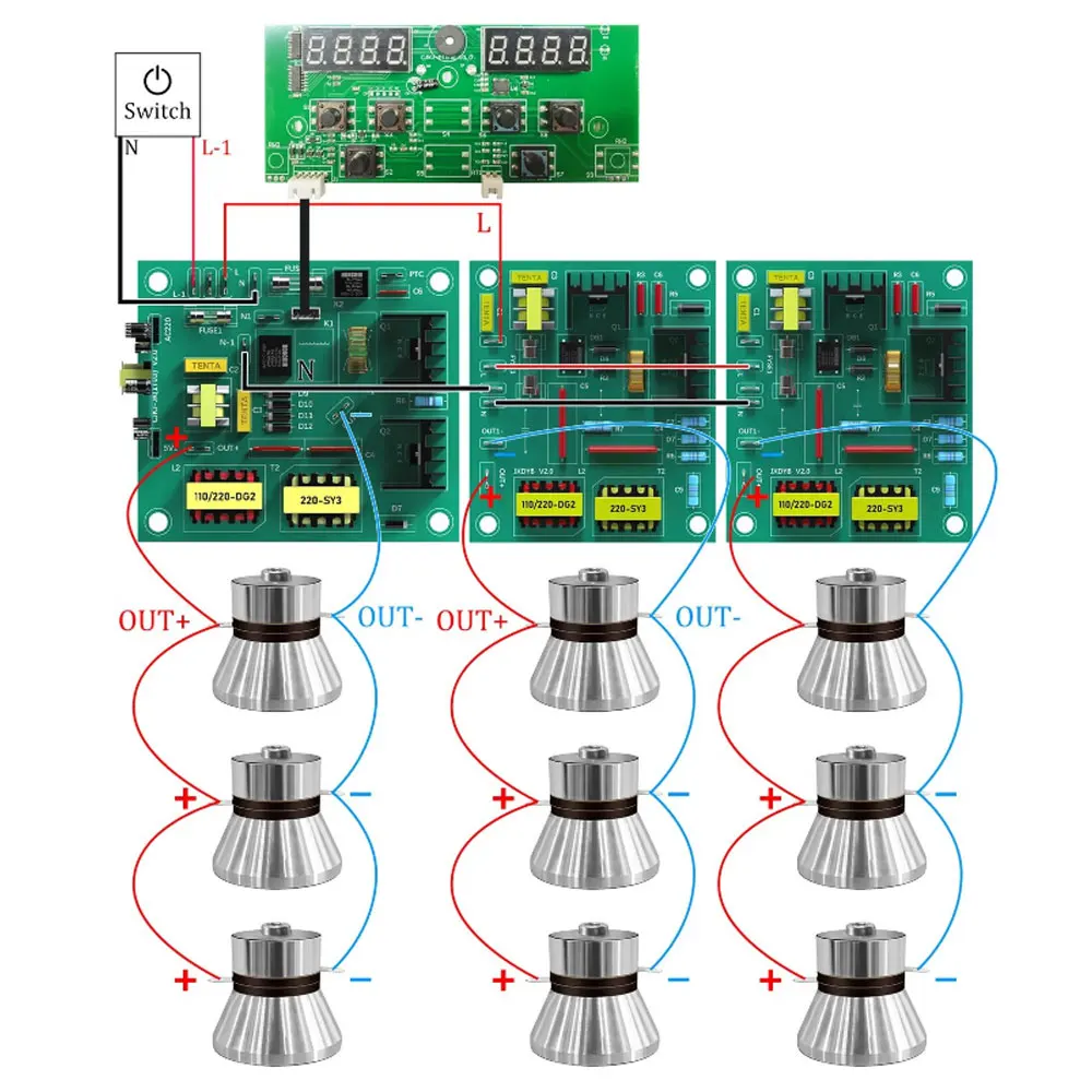 Ultrasonic Cleaner PCB Driver Boards Circuit Board Kit With 40KHz Ultrasounic Transducer