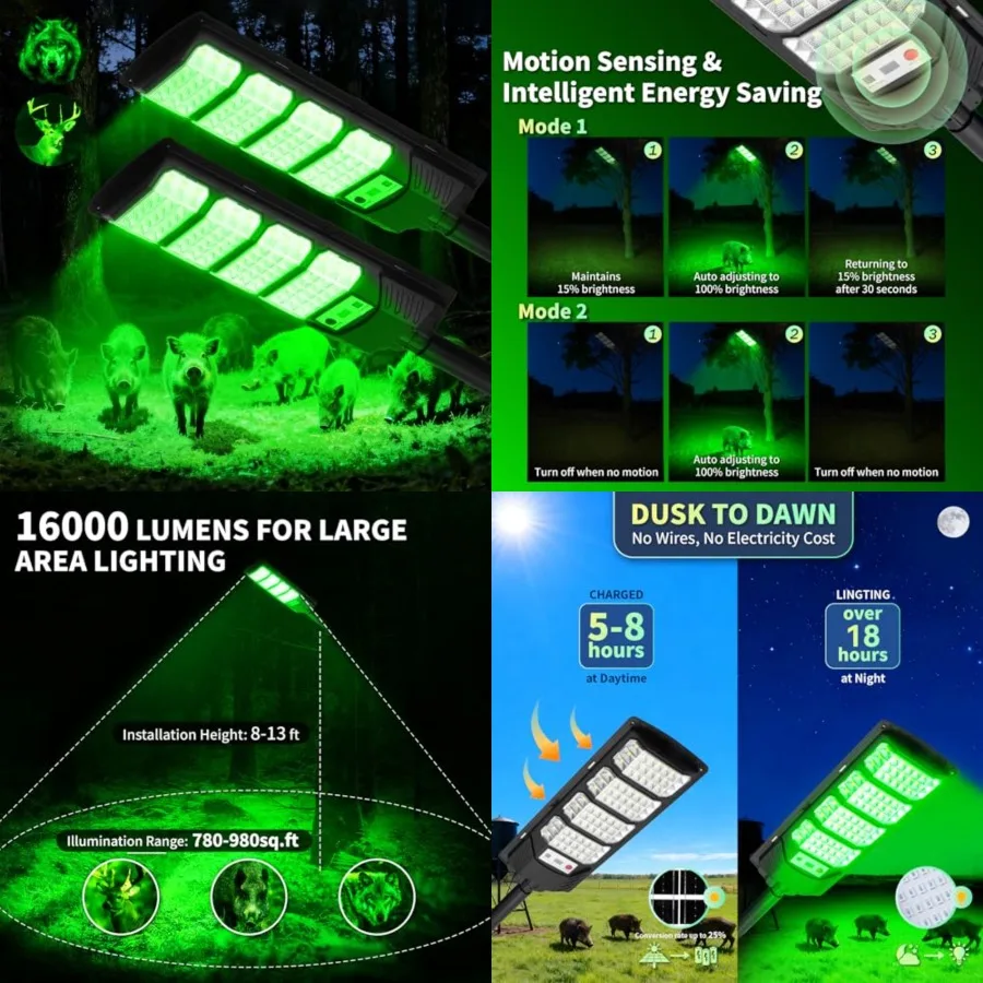 

s for Night Hunting Green Hunting s for s Ultra Bright with Motion Sensor and Remote, Hog Feeder Light for Hunting Deer Coyotes
