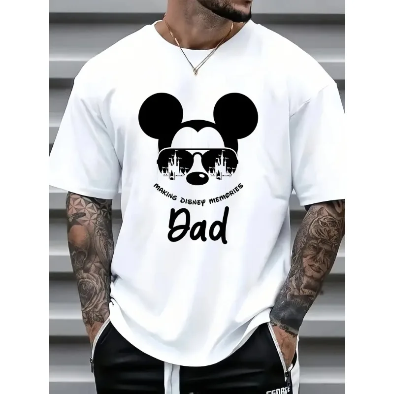 

Disney Mickey Mouse Best Dad Print T-Shirt Short Sleeve Men's Cotton Unisex Extra Large T-Shirt Father's Day Birthday Gift
