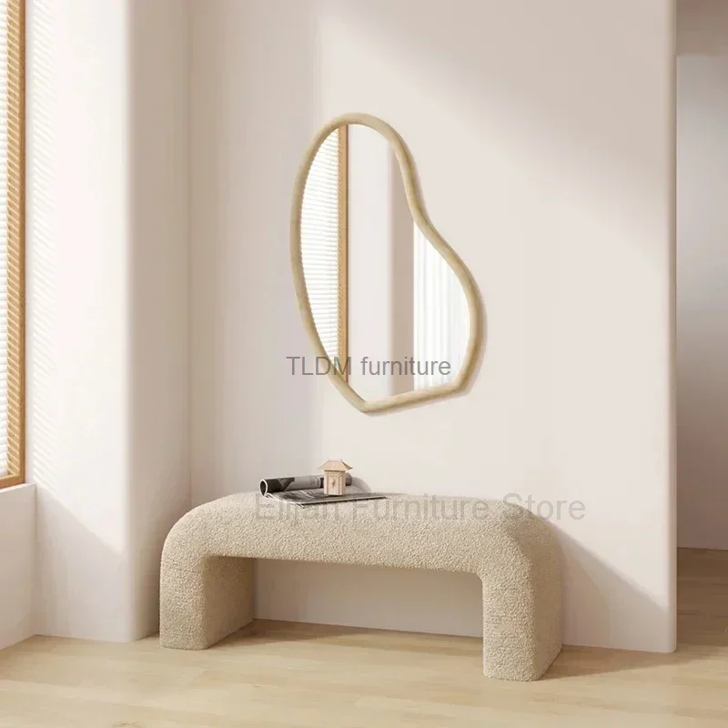 

Modern Simple Lamb Wool Bench Stool Living Room Furniture Recreation Area Shoe Changing Stool Fitting Room Bedroom Bed End Stool