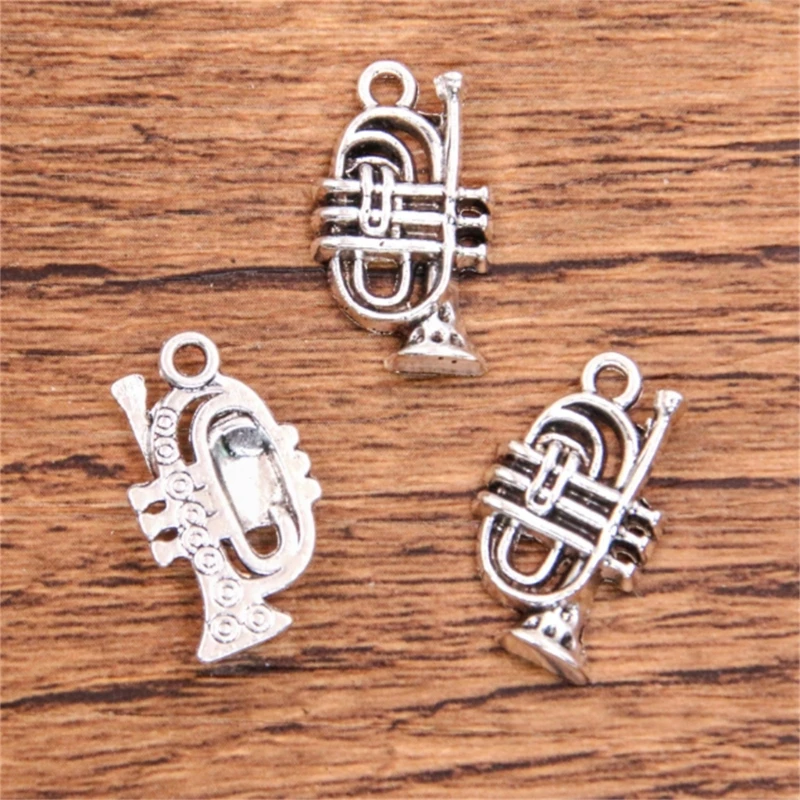 20pcs Retro Musical Instrument Charm Antique Silver Pendants Accessory For DIY Crafts And Tibetan Jewelry Making