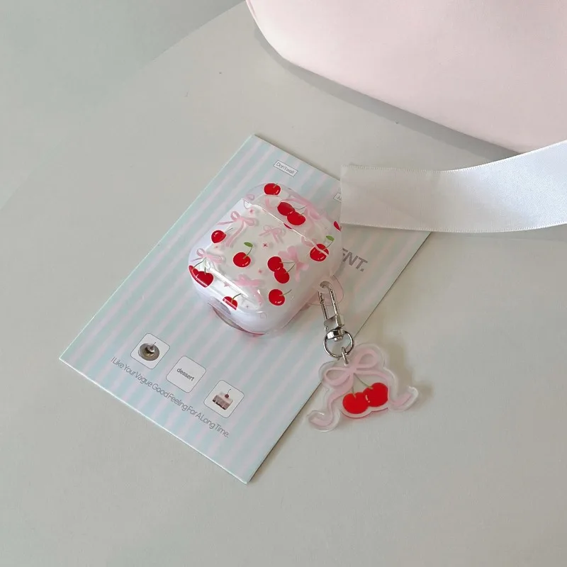 Розовый бант вишневый мультяшный кулон с беспроводной зарядкой Bluetooth чехол для наушников коробка для apple airpods 4 1 pro 2 2nd 2 3 чехол