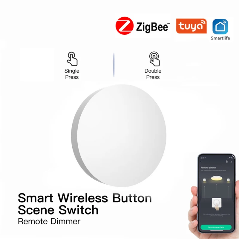 

2pc Tuya Smart ZigBee Scene Button Switch Multi-scene Zigbee Devices Linkage Automation Works with Smart Life App for Smart Home