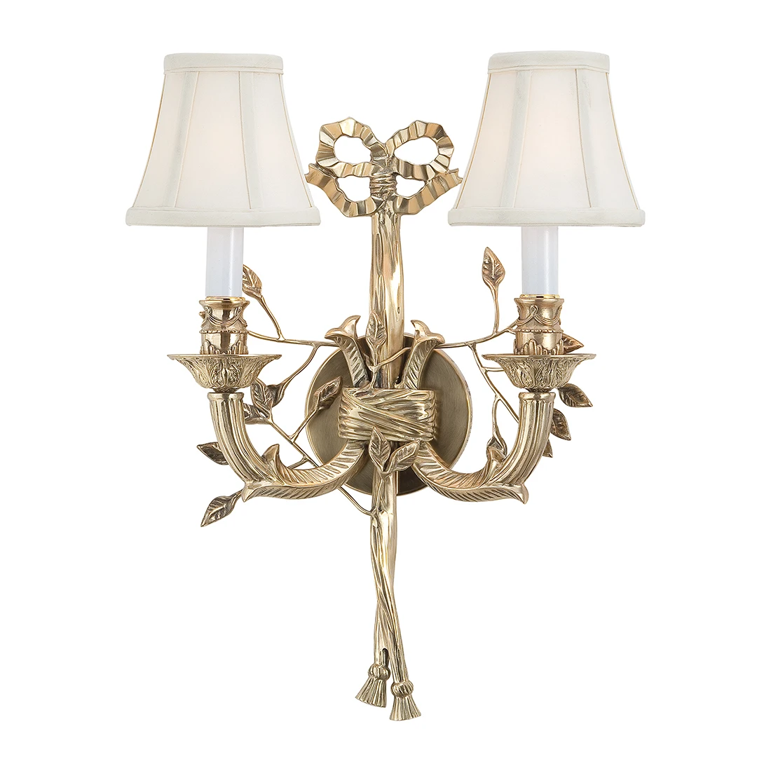 New Design Art Double Ended Fabric Shade Gold Brass Vintage Vintage Sconce