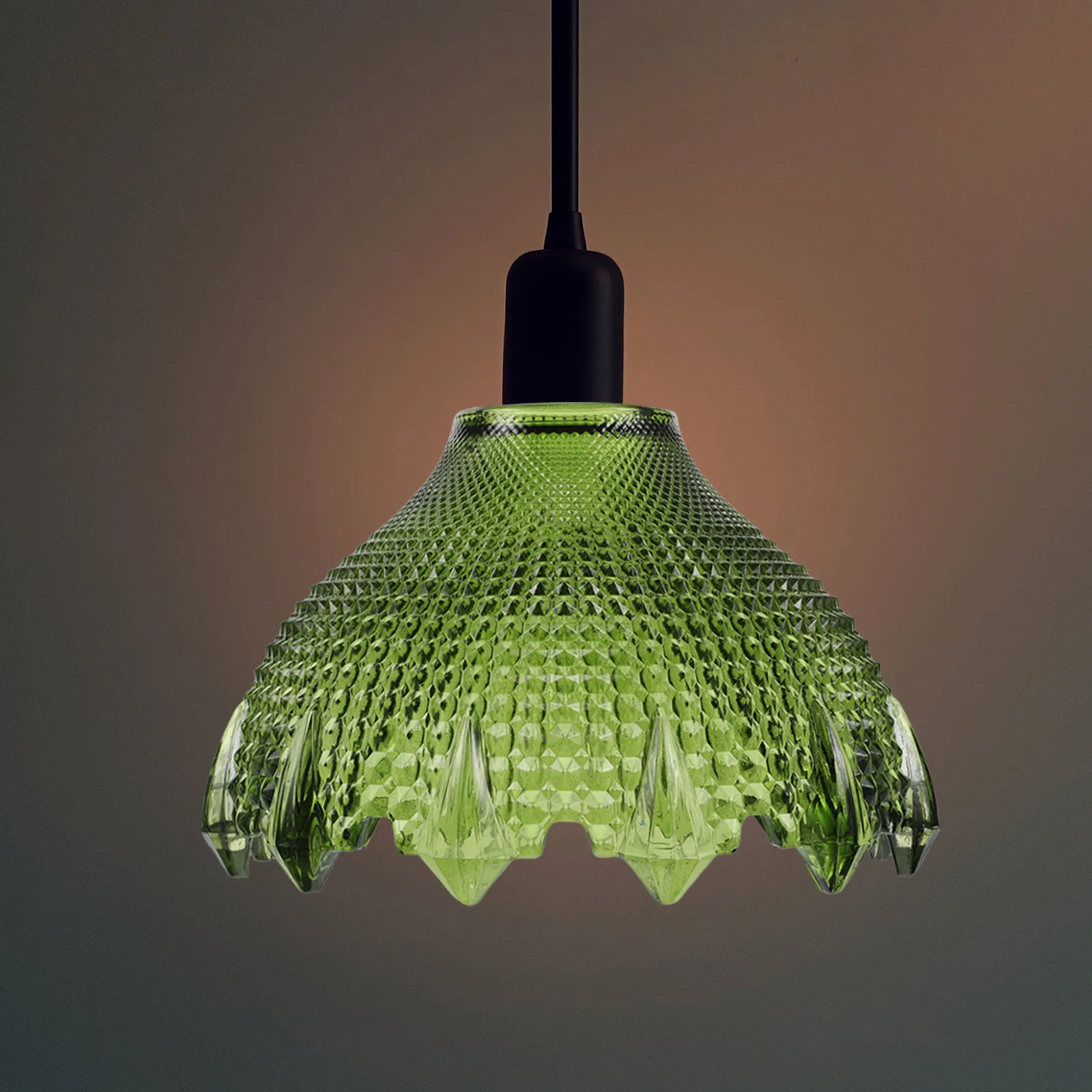 Small Green Glass Lamp Shade Vintage Japanese Style Dining Room Pendant Light Cover E27 Easy Install Anti-Loosening Fixture