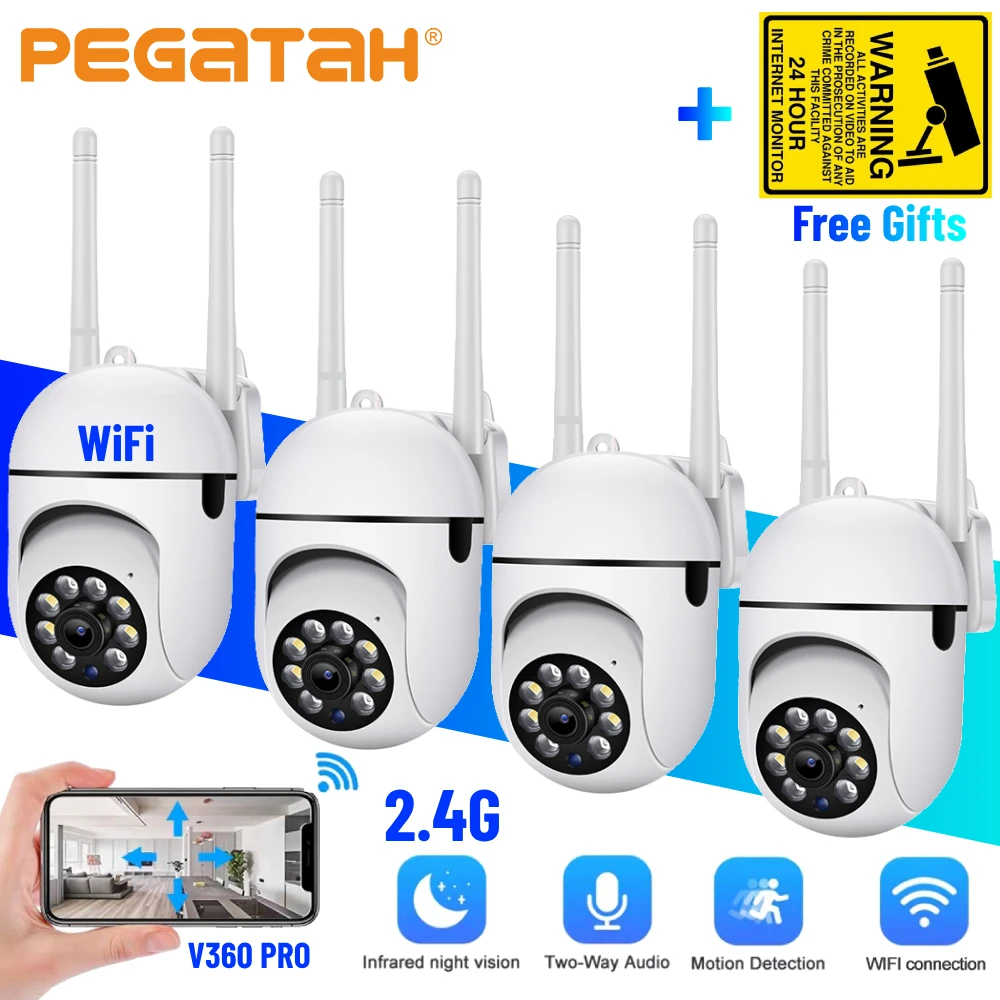 1-5PCS 2.4G WiFi Camera IP Cameras 360° Rotate Security Surveillance Camera Monitor Auto Tracking Two Way Audio Outdoor Cameras