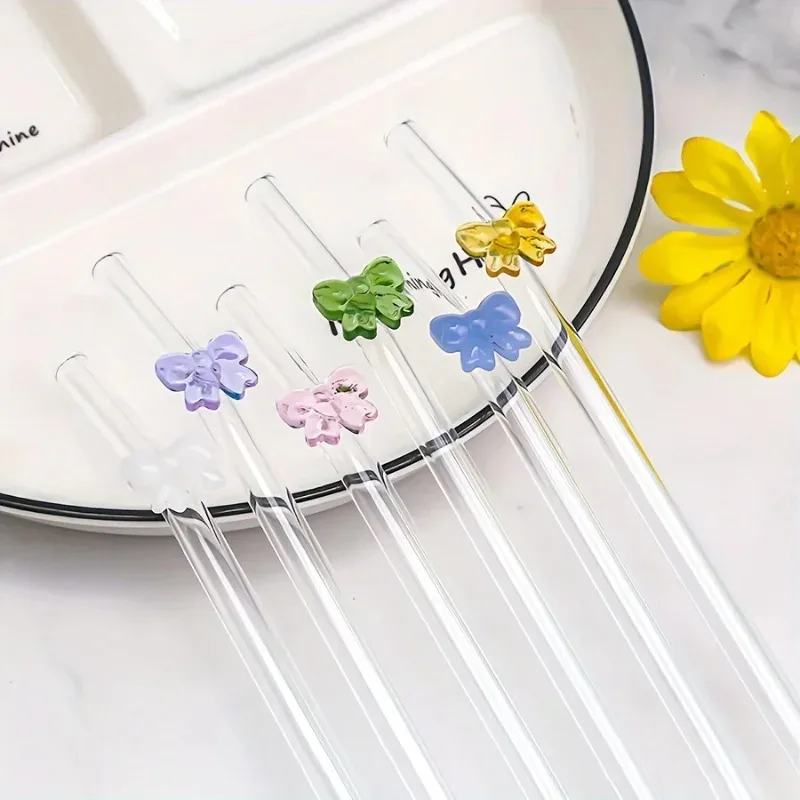 

Cute Butterfly Heat-Resistant 2pc 8mm Glass Straw, Reusable Drinking Straws Straw for Festival Party Wedding Cocktail Bar Beachs