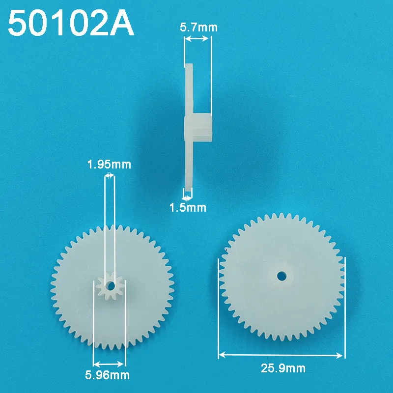 50102A 50102B 0.5M Gears OD26mm 50 Teeth 10 Teeth 2mm Hole Plastic Double-Layer Gear Toy Accessories 50+10T