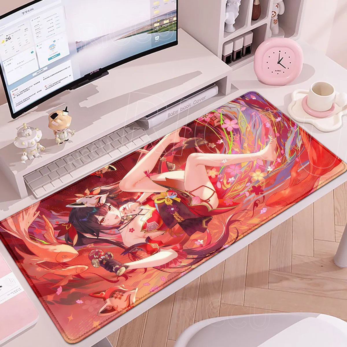 Large Honkai Star Rail Sparkle Cute Girl Mouse Pad PC Gamers Computer Keyboard Tablemat HD Rubber Non-Slip Locking Edge Deskpad