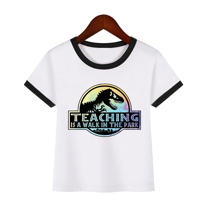 

2022 JURASSIC PARK Print T Shirt Child Funny Harajuku Kids T-shirt Hipster Cool Tshirts Boy White Short Sleeve Street Tops Tees