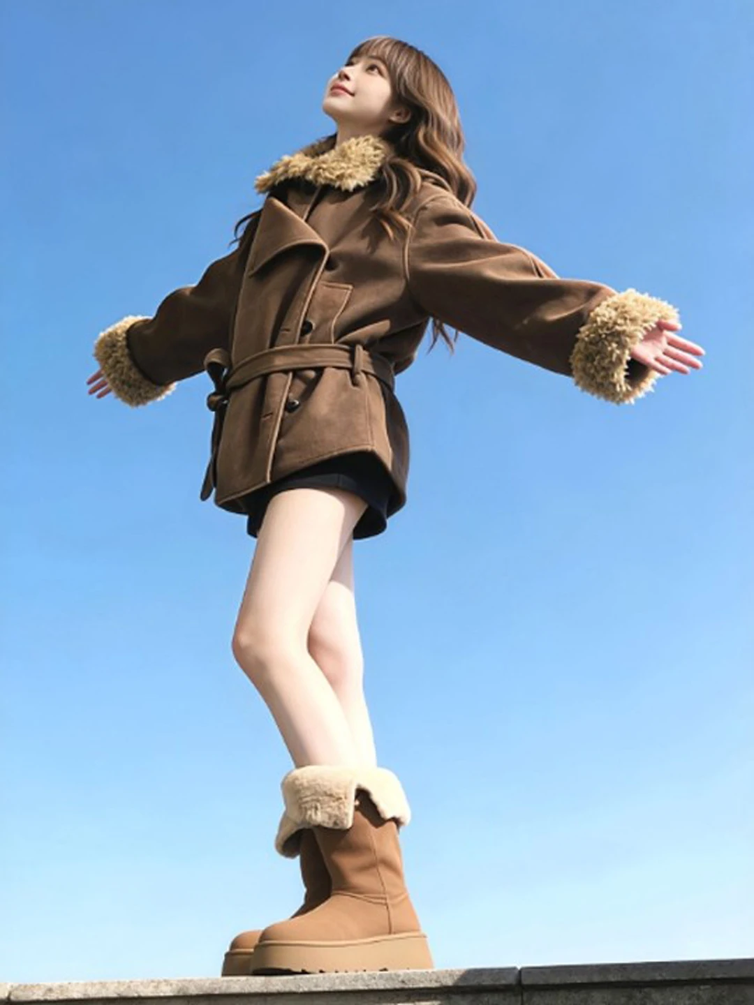 

Ретро-вязаное пальто с завязками на талии: модная элегантная зимняя верхняя одежда для миниатюрных женщин – для путешествий, повседневной носки, дома и поездок на работу