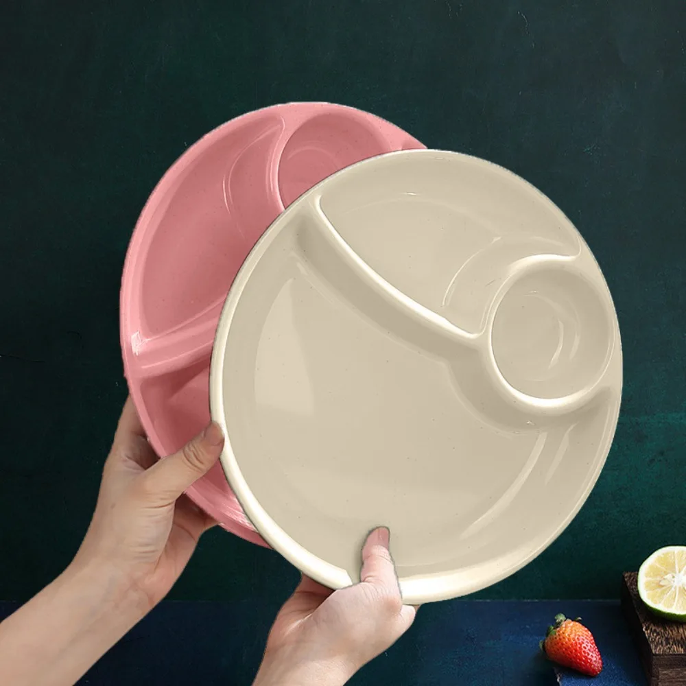 2pcs Kitchen Tableware Round Food Plate Plastic Microwavable Divided Dinner Plate Thickened Fruit Serving Tray Nut