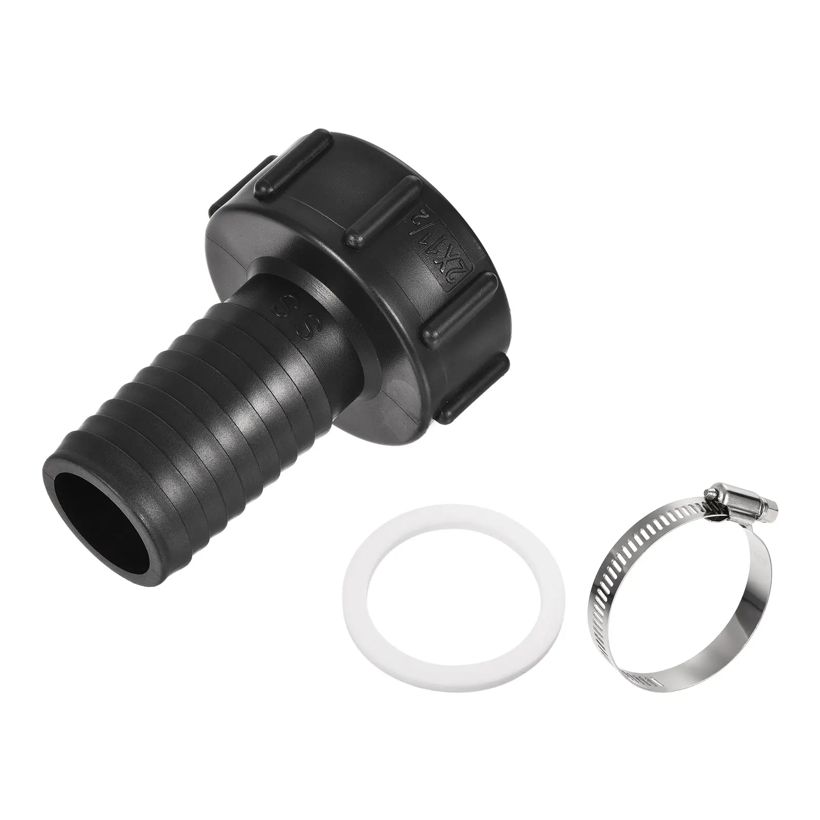 

Uxcell IBC Tank Hose Adapter 60mm Coarse Thread to 40mm Barbed Hose Connector Fitting Black