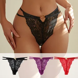 Womens Underwear Sexy Briefs Lace Low Waist Cross Straps Hollow Thong Erotic G-String Porn Knickers Nighties For Sex Female