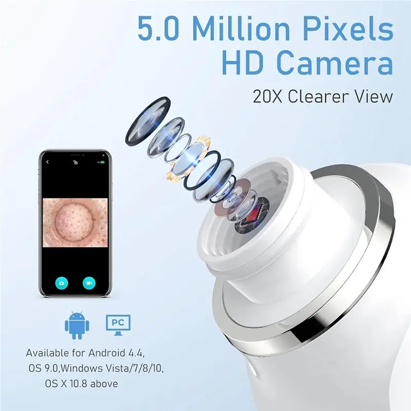 【PASSIONE】USBインターフェースタイプ 毛穴真空吸引器、カメラ付き黒ずみ除去ツール、黒ずみ除去用