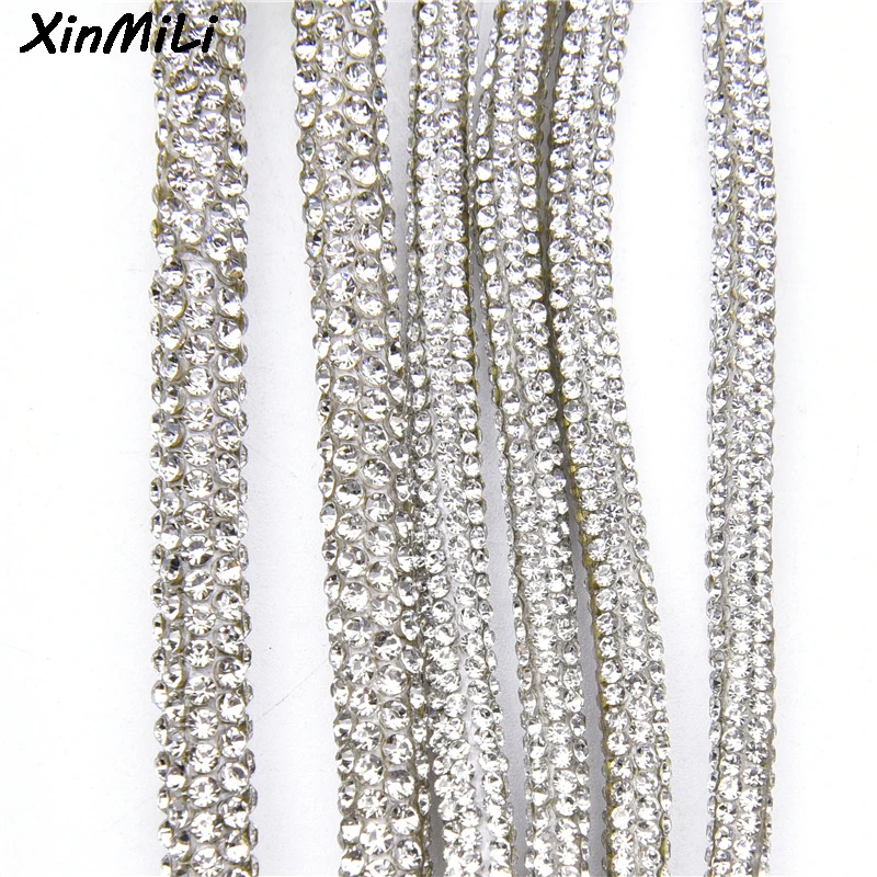 4/5/6mm Full Glass Crystal Cotton String Glitter Round Rhinestone Rope Diy Shoelace Trim Clothes Drawsting Cord Bags Accessories