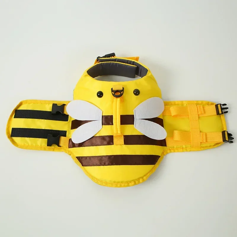 Summer Pet Dog Life Jacket Vest Clothes Life Vest Collar Harness Pet Dog Swimming Summer Swimwear Clothes Little Bee Pet Clothes