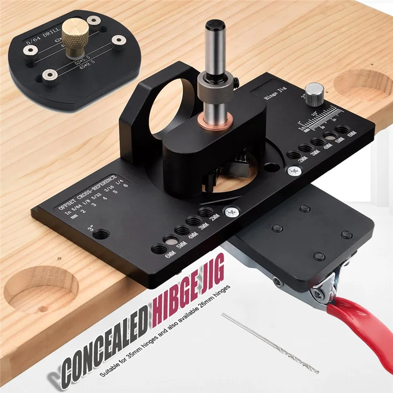 

ABKO-Woodworking 35Mm Hinge Hole Opener 35Mm Cabinet Hinge Jig Hinge Hole Drilling Jig Woodworking Door Cabinet Hinges Mounting