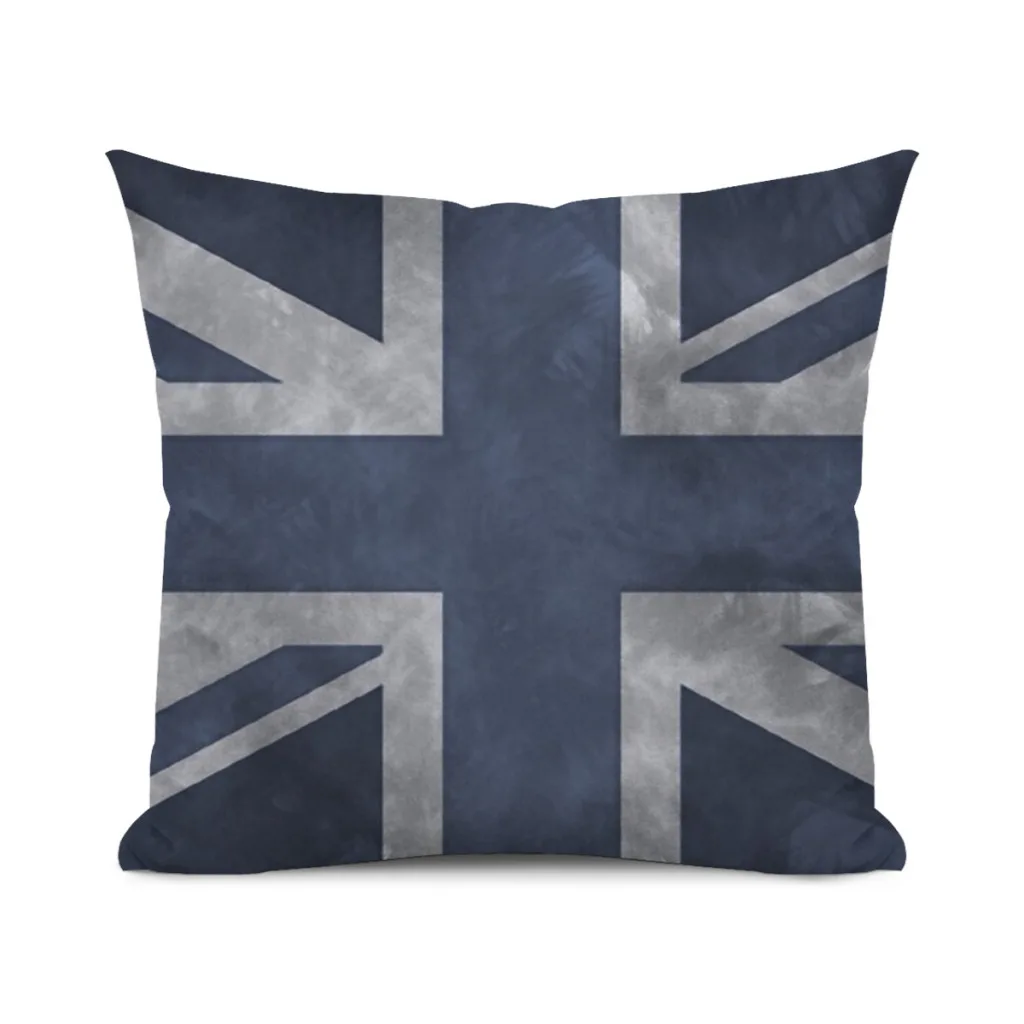 

Blue Distressed Union Jack Cushion Cover 45x45cm Home Decor Sofa Pillow Home Pillowcase