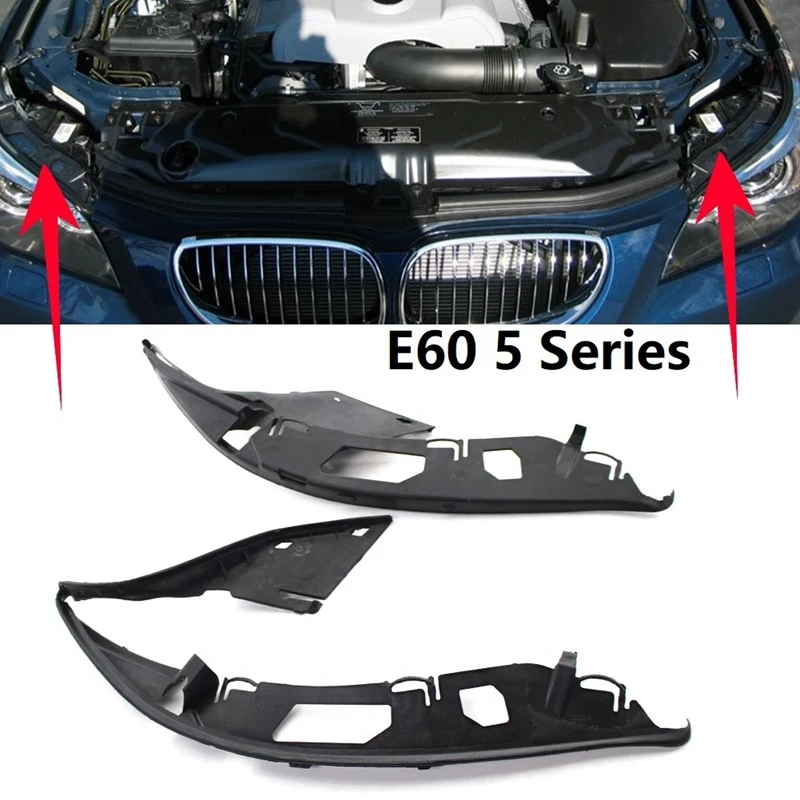 Pair L+R Upper Headlight Lens Shell Cover Seal Gasket For -BMW E60 5-Series 2004-2010 63126934511 63126934512