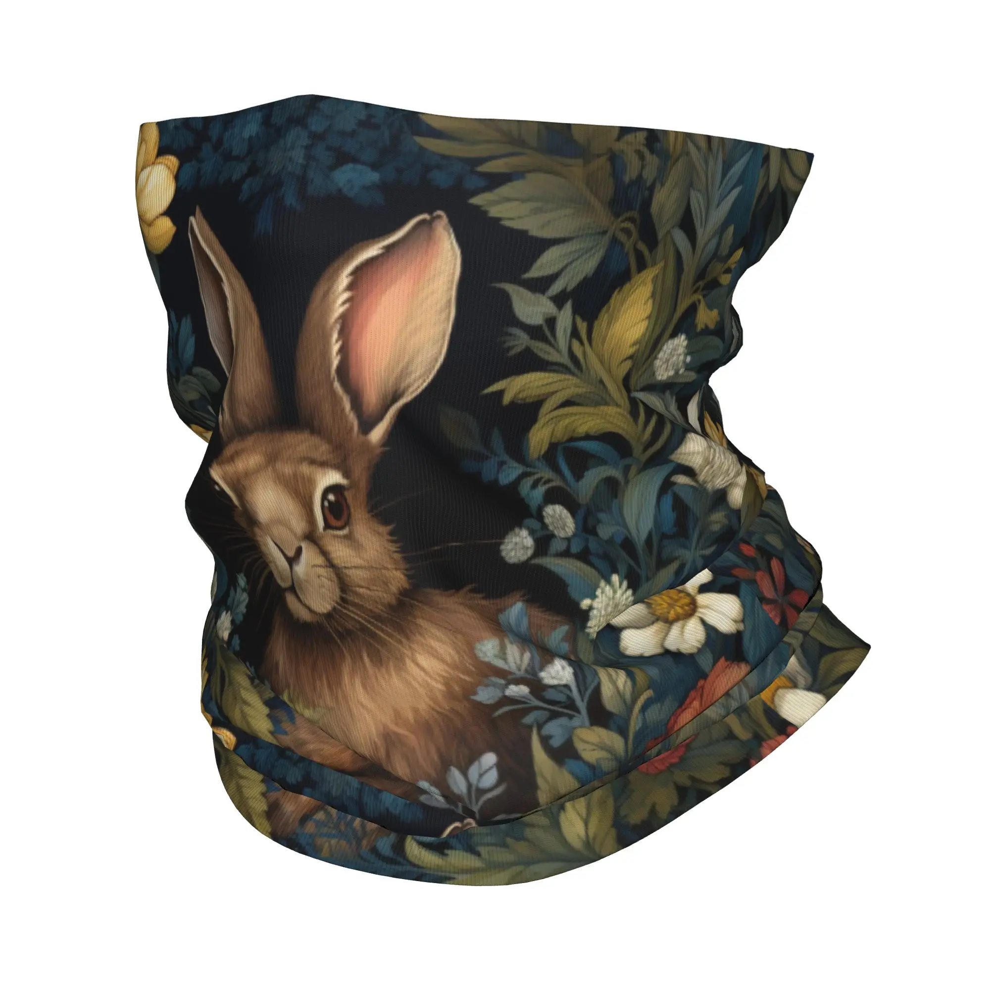 

Woodland Forest Floral Rabbit Design Bandana Neck Cover Printed Mask Scarf Multifunction Headband Riding For Men Women Adult